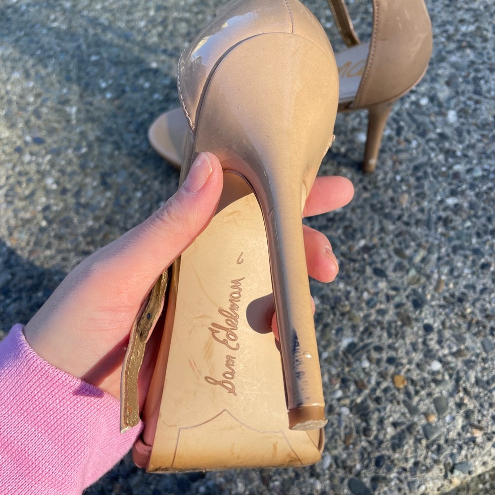 Sam Edelman nude strapped open toe heels